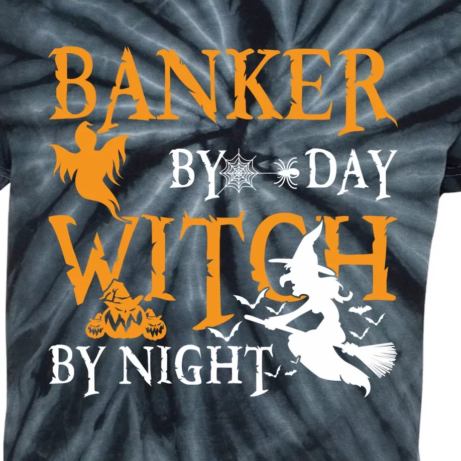 Gifts For Bankers Banker By Day Witch By Night Halloween Kids Tie-Dye T-Shirt