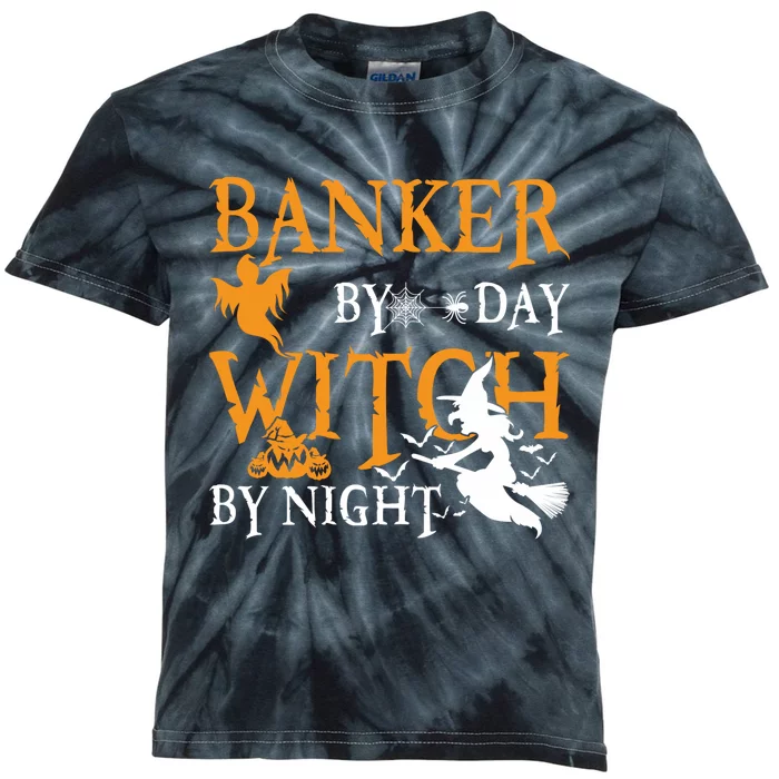 Gifts For Bankers Banker By Day Witch By Night Halloween Kids Tie-Dye T-Shirt