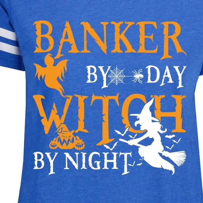 Gifts For Bankers Banker By Day Witch By Night Halloween Enza Ladies Jersey Football T-Shirt