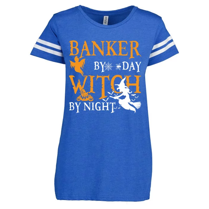 Gifts For Bankers Banker By Day Witch By Night Halloween Enza Ladies Jersey Football T-Shirt