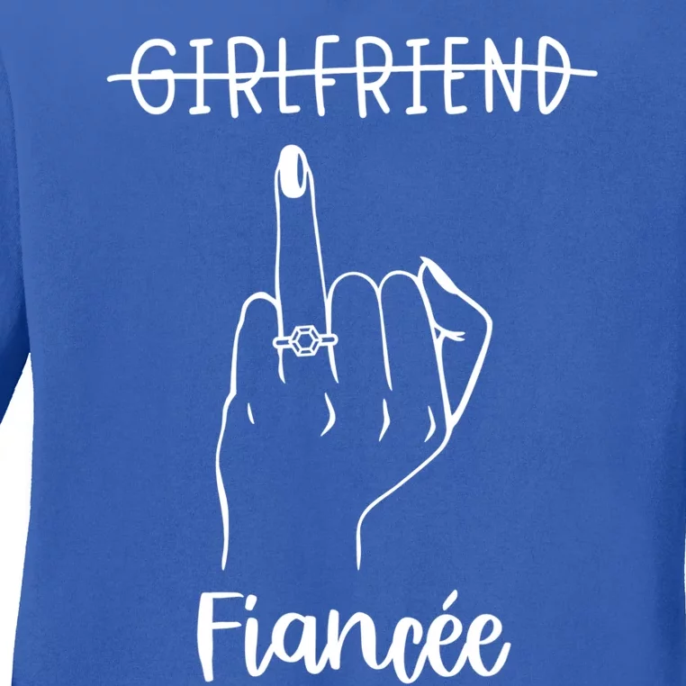 Girlfriend Fiancée Bachelorette Party Engaged Ring Finger Cool Gift Ladies Long Sleeve Shirt