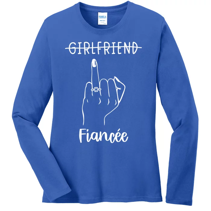 Girlfriend Fiancée Bachelorette Party Engaged Ring Finger Cool Gift Ladies Long Sleeve Shirt