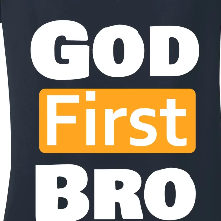 God First Bro Women's V-Neck T-Shirt