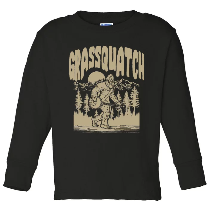 Grassquatch! Funny Bigfoot Banjo Bluegrass Sasquatch Outdoor Toddler Long Sleeve Shirt