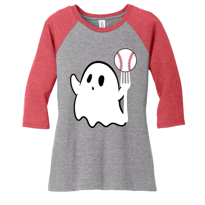 Ghost Forkball Baseball Pitch Fork Ball K Strikeout Women's Tri-Blend 3/4-Sleeve Raglan Shirt