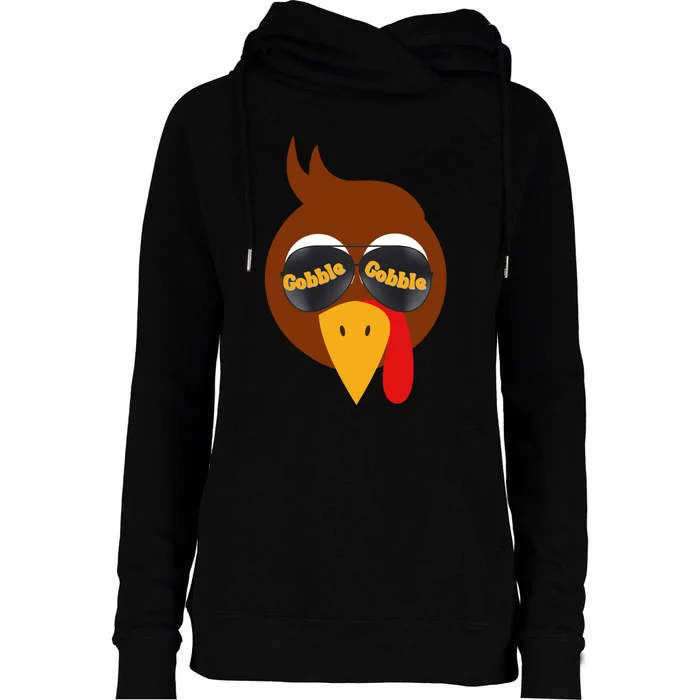 Gobble Funny Cute Turkey Face Cute Turkey Family Thanksgiving Thanksgivings Womens Funnel Neck Pullover Hood