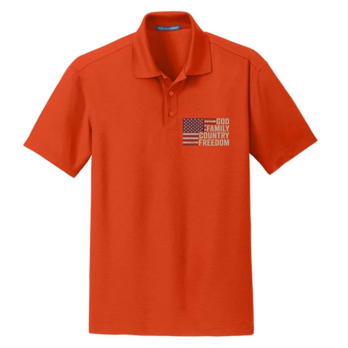 God Family Country Freedom Great Gift 4th July Usa Flag Christian Meaningful Gif Dry Zone Grid Performance Polo