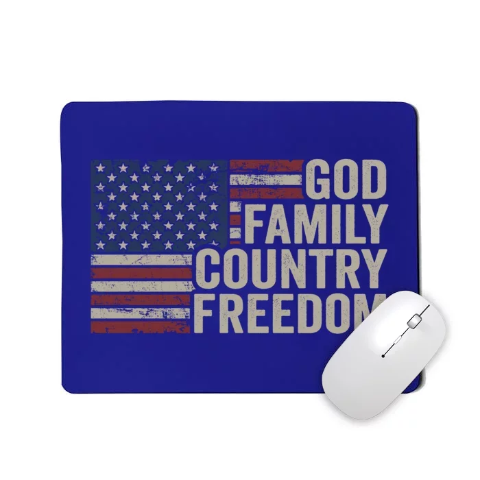 God Family Country Freedom Great Gift 4th July Usa Flag Christian Meaningful Gif Mousepad