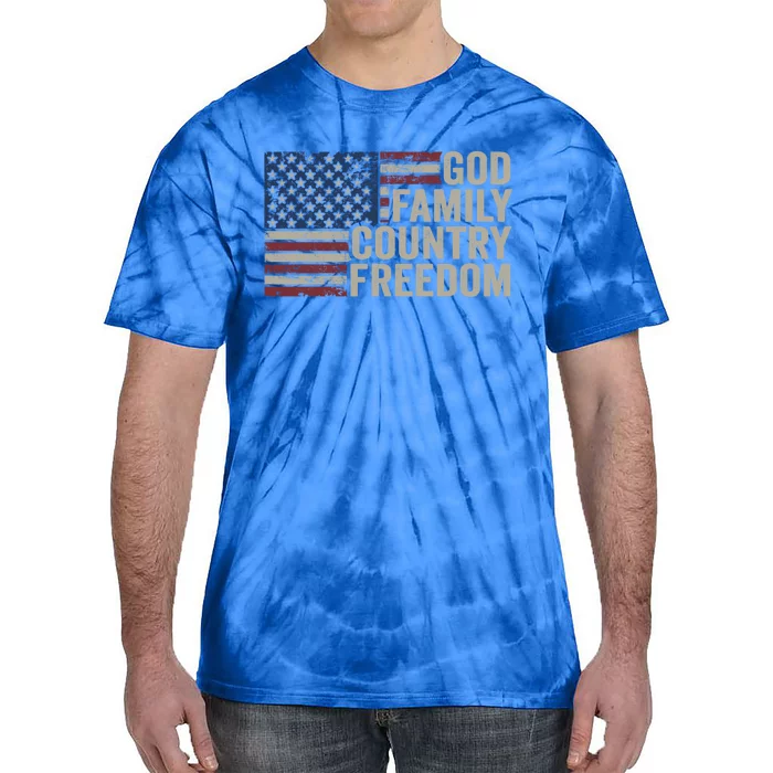 God Family Country Freedom Great Gift 4th July Usa Flag Christian Meaningful Gif Tie-Dye T-Shirt