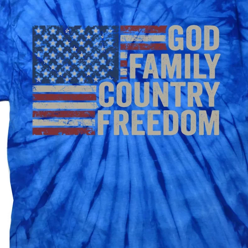 God Family Country Freedom Great Gift 4th July Usa Flag Christian Meaningful Gif Tie-Dye T-Shirt