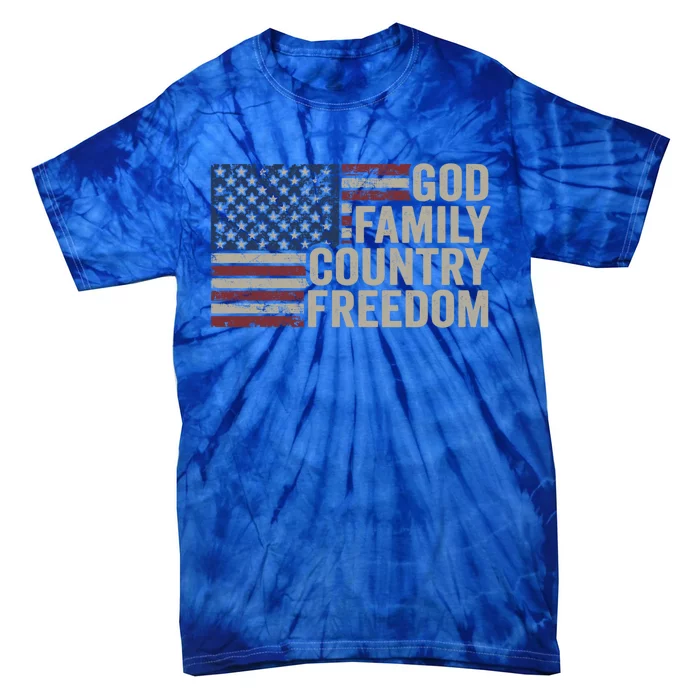 God Family Country Freedom Great Gift 4th July Usa Flag Christian Meaningful Gif Tie-Dye T-Shirt