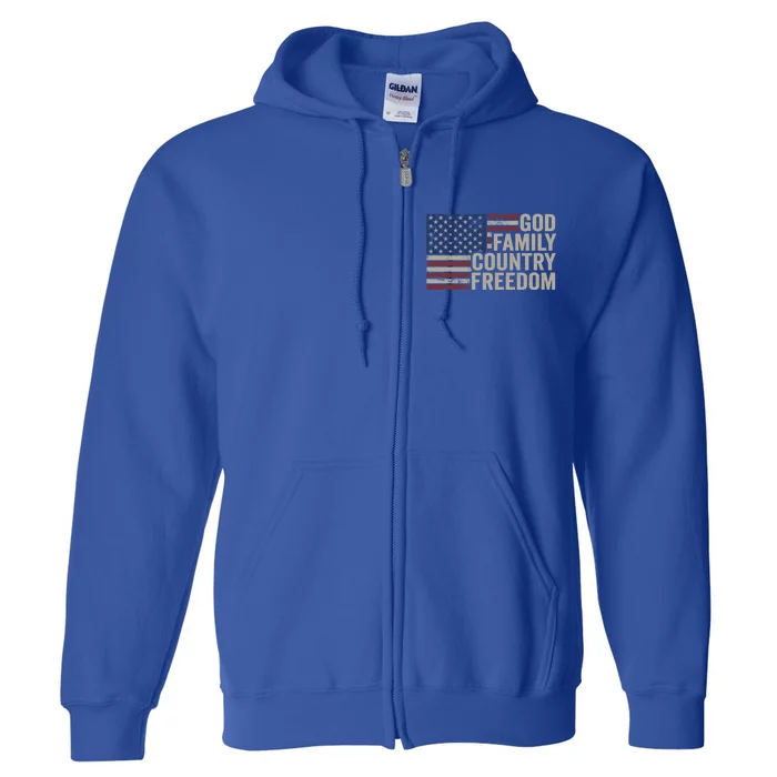 God Family Country Freedom Great Gift 4th July Usa Flag Christian Meaningful Gif Full Zip Hoodie