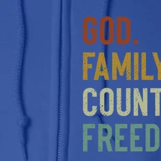 God Family Country Freedom Retro Patriotic Christian Values Gift Full Zip Hoodie