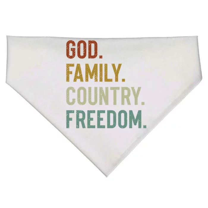 God Family Country Freedom Retro Patriotic Christian Values Gift USA-Made Doggie Bandana