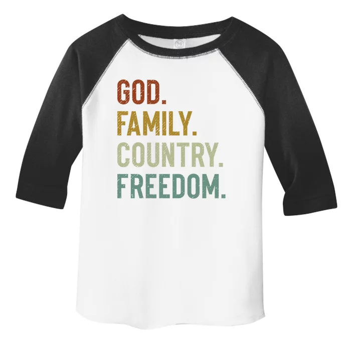 God Family Country Freedom Retro Patriotic Christian Values Gift Toddler Fine Jersey T-Shirt