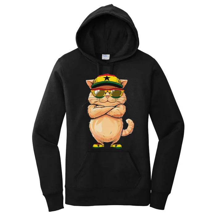 Ghanaian Flag Cat Mom Souvenirs Products Kitten Ghana Women's Pullover Hoodie