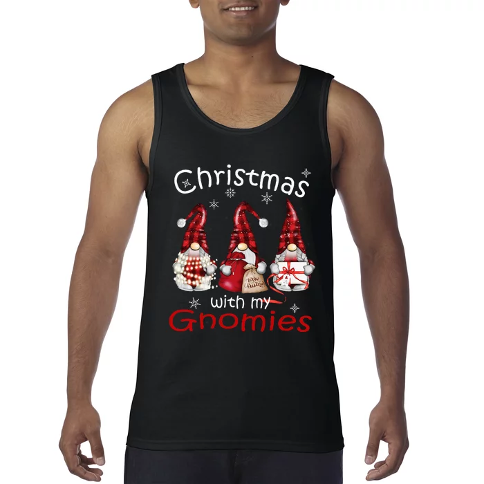 Gnome Family Christmas Buffalo Plaid Tank Top