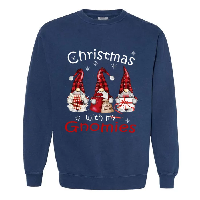 Gnome Family Christmas Buffalo Plaid Garment-Dyed Sweatshirt