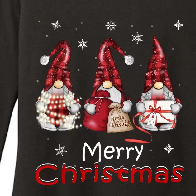 Gnome Family Christmas For Women Buffalo Plaid Womens CVC Long Sleeve Shirt