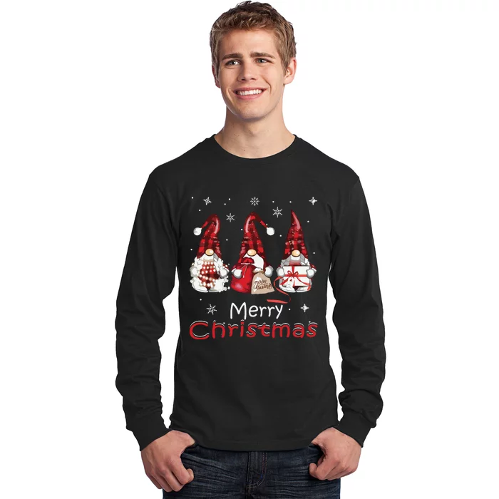 Gnome Family Christmas Shirts For Women Buffalo Plaid Long Sleeve Shirt