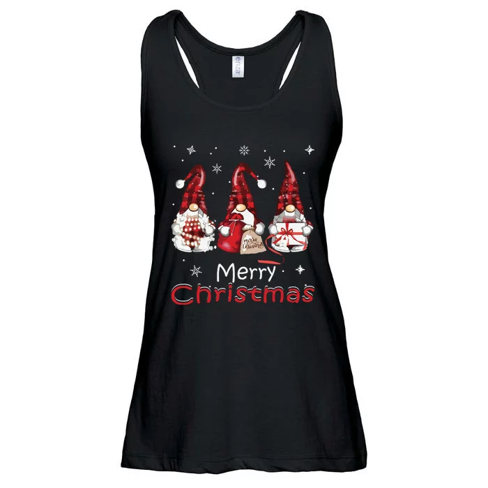 Gnome Family Christmas Shirts For Women Buffalo Plaid Ladies Essential Flowy Tank