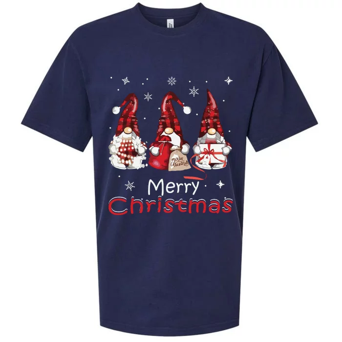 Gnome Family Christmas Shirts For Women Buffalo Plaid Sueded Cloud Jersey T-Shirt