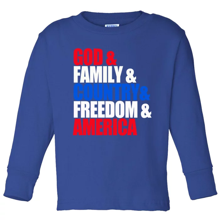 God Family Country Freedom Patriotic Holiday Gift Toddler Long Sleeve Shirt