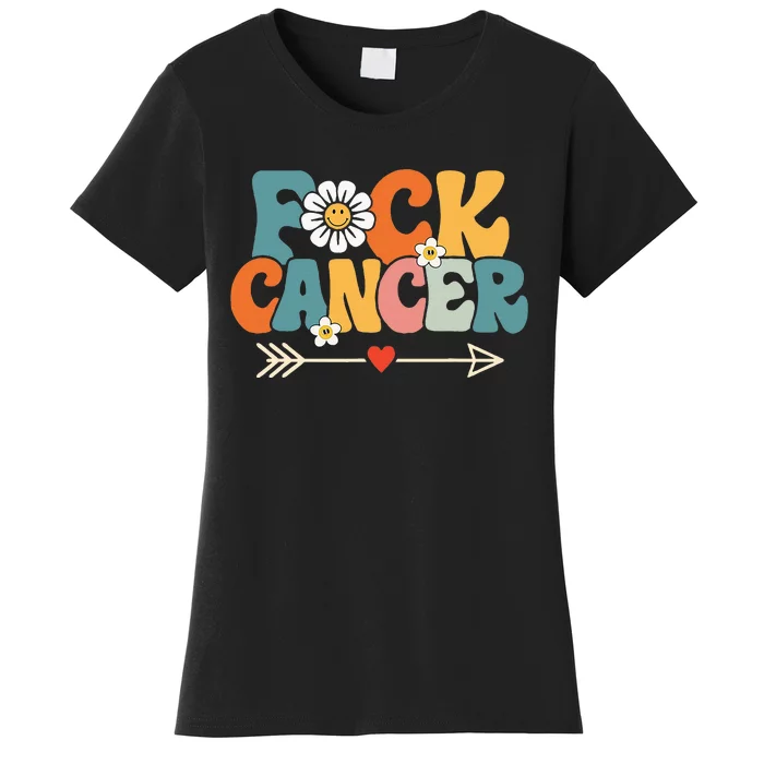 Groovy Fuck Cancer I Hate Cancer Breast Cancer Awareness Women's T-Shirt