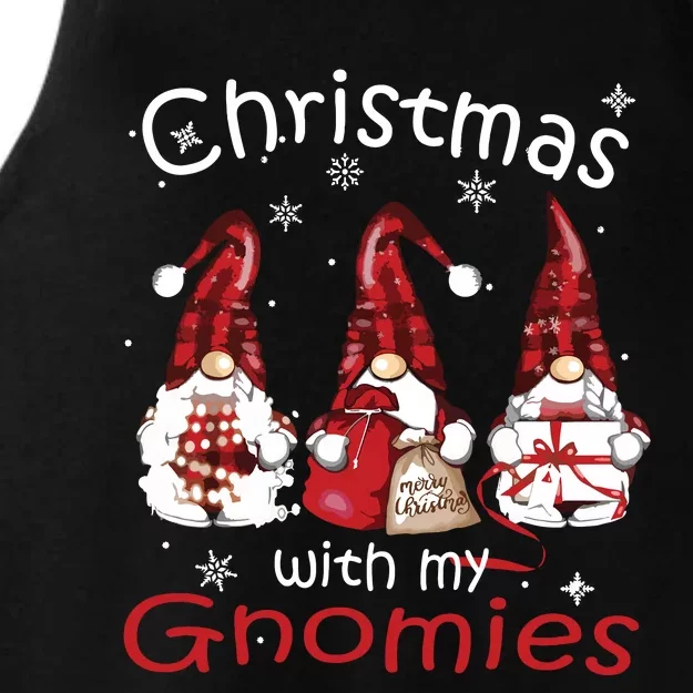 Gnome Family Christmas Shirts For Women Buffalo Plaid Ladies Tri-Blend Wicking Tank