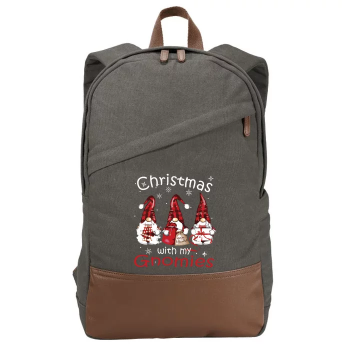 Gnome Family Christmas Shirts For Women Buffalo Plaid Cotton Canvas Backpack