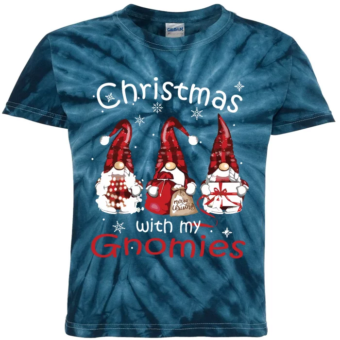 Gnome Family Christmas Shirts For Women Buffalo Plaid Kids Tie-Dye T-Shirt