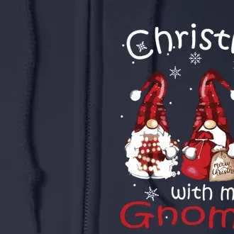 Gnome Family Christmas Shirts For Women Buffalo Plaid Full Zip Hoodie