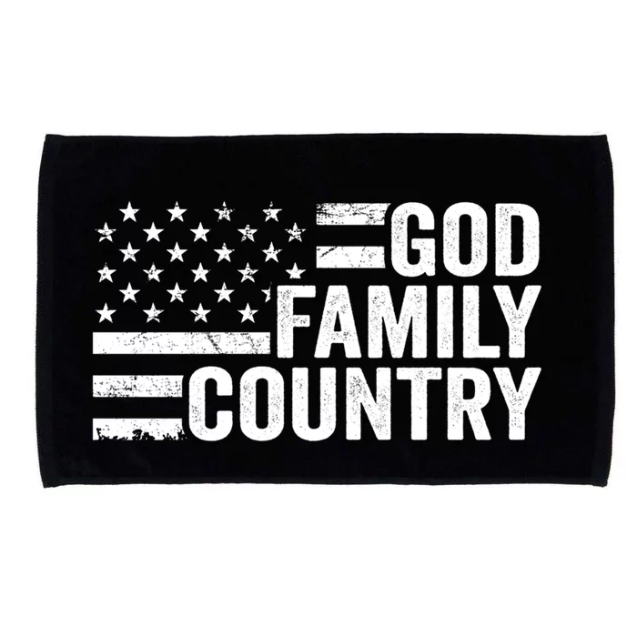 God Family Country Cool Gift Usa Patriotic Christian American Flag Cool Gift Microfiber Hand Towel