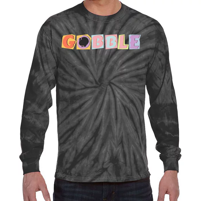 Gobble Funny Cute Turkey Face Cute Turkey Family Thanksgiving Thanksgivings Tie-Dye Long Sleeve Shirt