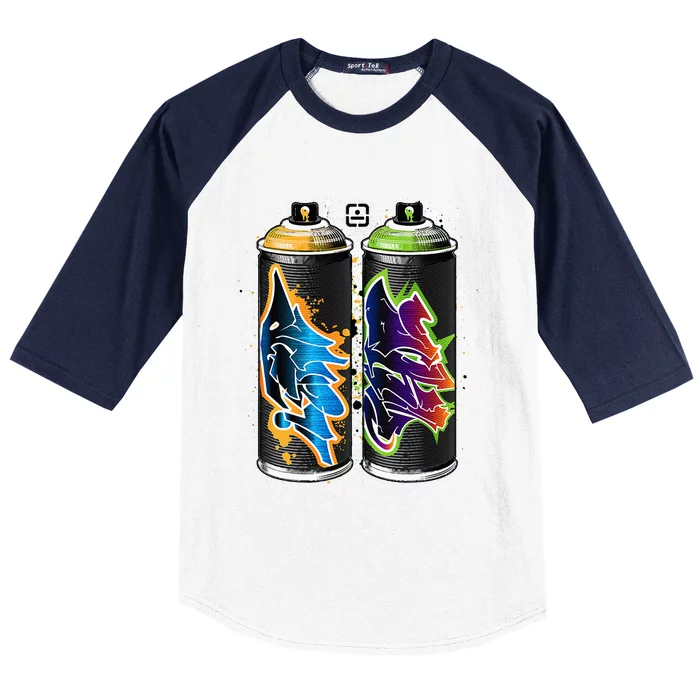 Graffiti Fat Cap Spray Paint Cans The Pillars Of Urban Art Baseball Sleeve Shirt