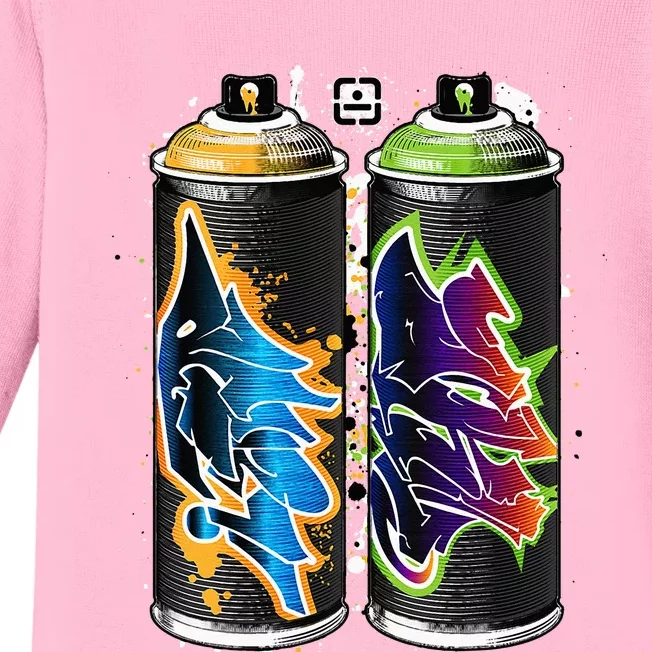 Graffiti Fat Cap Spray Paint Cans The Pillars Of Urban Art Baby Long Sleeve Bodysuit