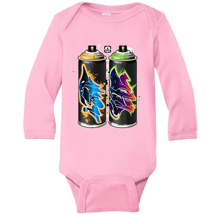 Graffiti Fat Cap Spray Paint Cans The Pillars Of Urban Art Baby Long Sleeve Bodysuit