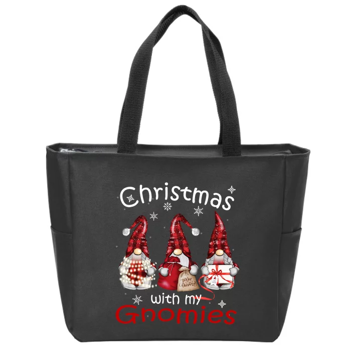 Gnome Family Christmas Buffalo Plaid Matching Family Zip Tote Bag