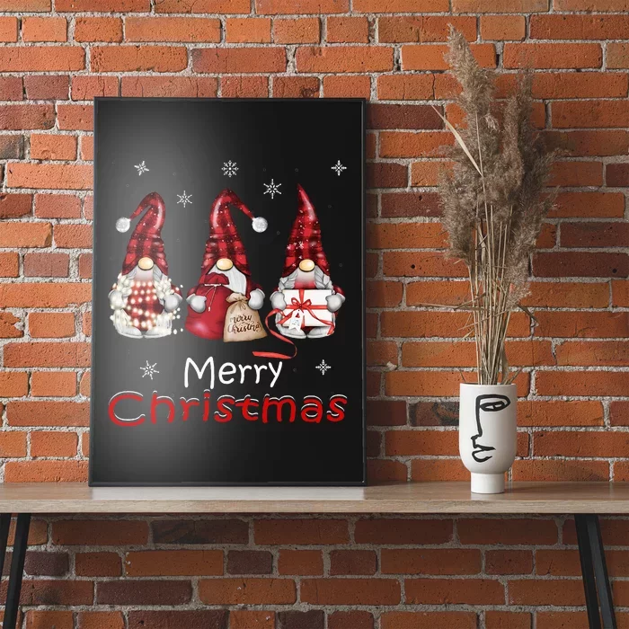 Gnome Family Christmas Buffalo Plaid Poster