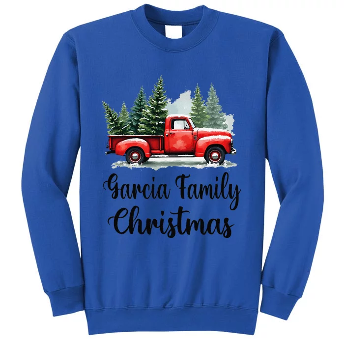 Garcia Family Christmas Vintage Red Wagon Truck Xmas Tree Sweatshirt