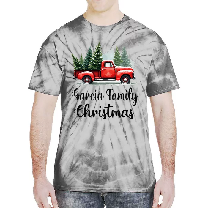 Garcia Family Christmas Vintage Red Wagon Truck Xmas Tree Tie-Dye T-Shirt