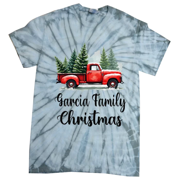 Garcia Family Christmas Vintage Red Wagon Truck Xmas Tree Tie-Dye T-Shirt