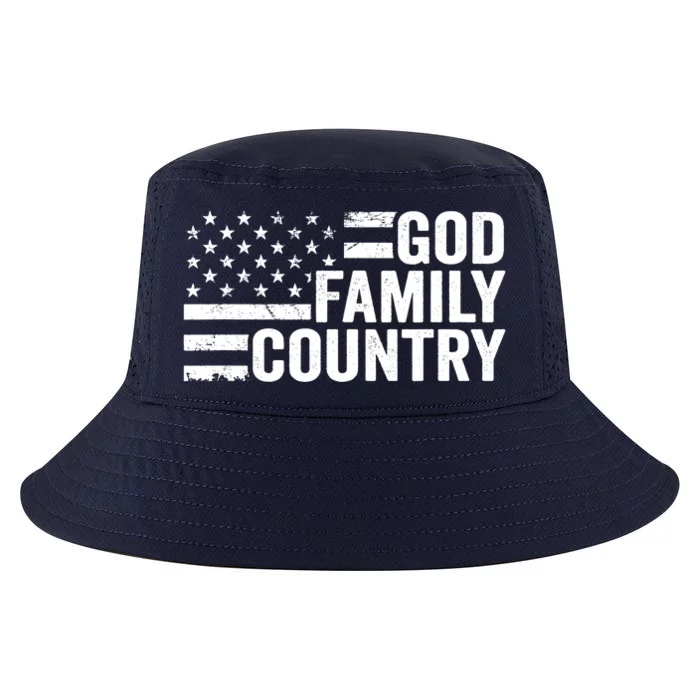 God Family Country - Patriotic Christian American Flag Cool Comfort Performance Bucket Hat