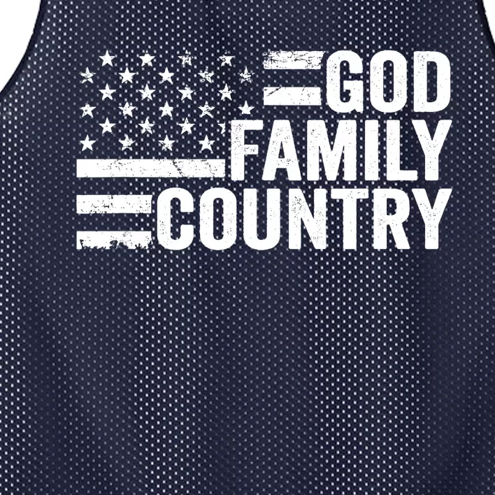 God Family Country - Patriotic Christian American Flag Mesh Reversible Basketball Jersey Tank