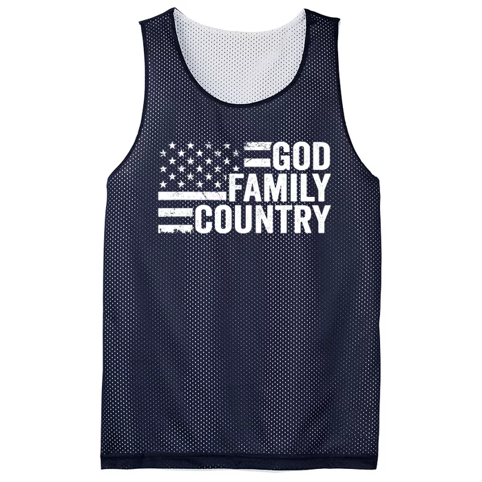 God Family Country - Patriotic Christian American Flag Mesh Reversible Basketball Jersey Tank