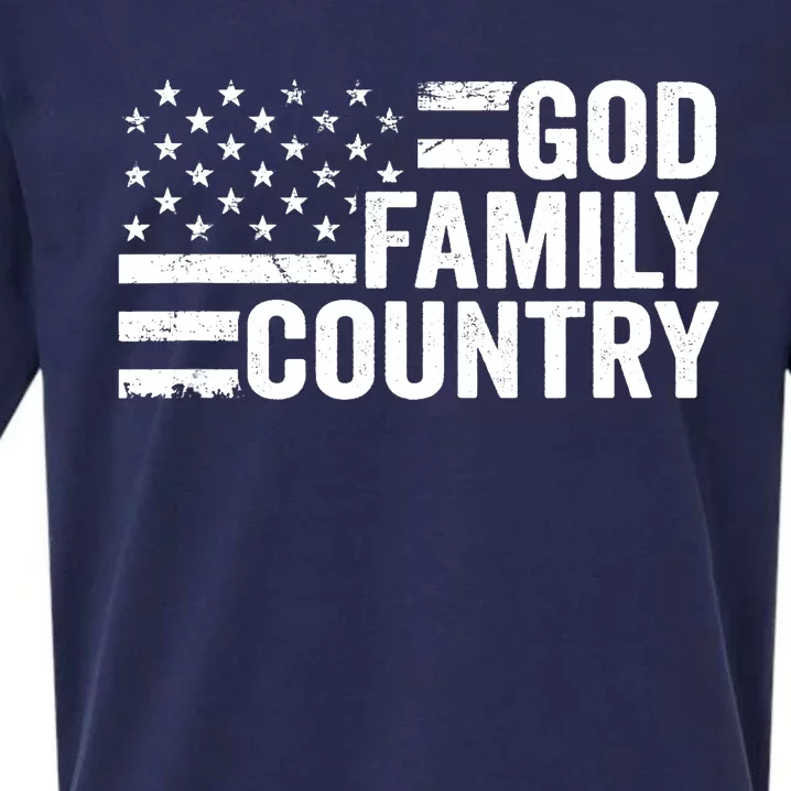 God Family Country - Patriotic Christian American Flag Sueded Cloud Jersey T-Shirt