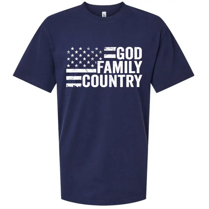 God Family Country - Patriotic Christian American Flag Sueded Cloud Jersey T-Shirt