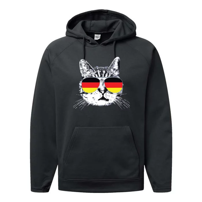 German Flag Cat Heritage Pride Germany Oktoberfest Performance Fleece Hoodie