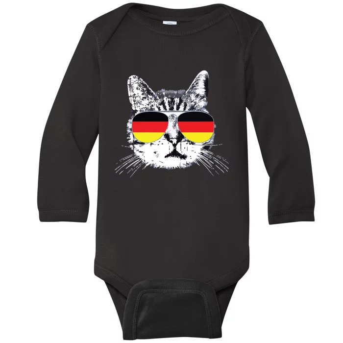 German Flag Cat Heritage Pride Germany Oktoberfest Baby Long Sleeve Bodysuit