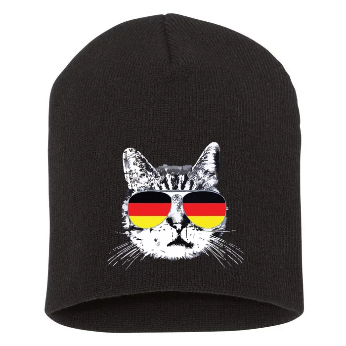 German Flag Cat Heritage Pride Germany Oktoberfest Short Acrylic Beanie